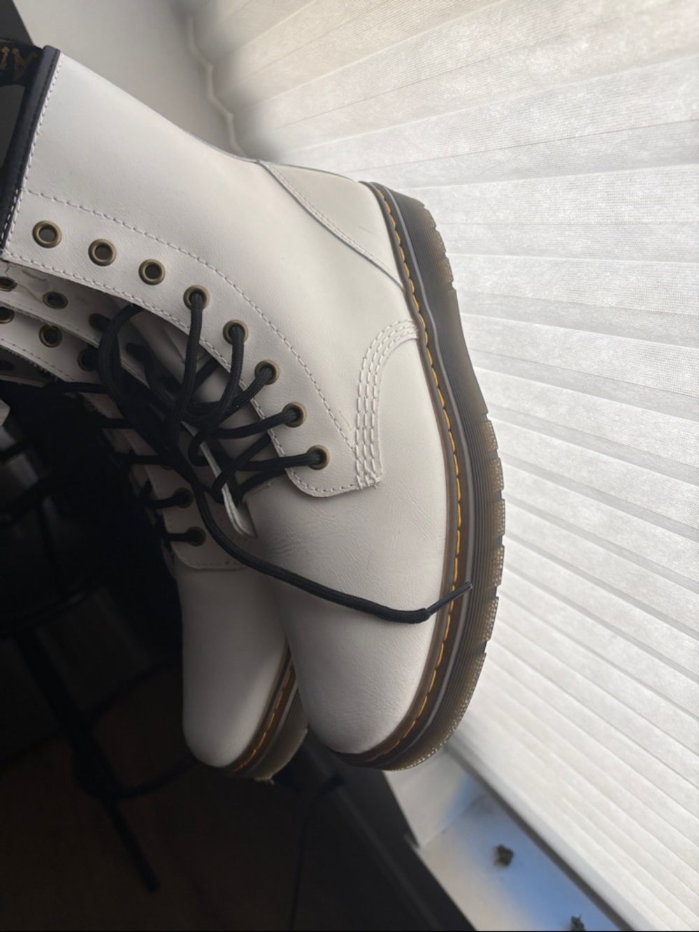 White lace up Dr marten boots